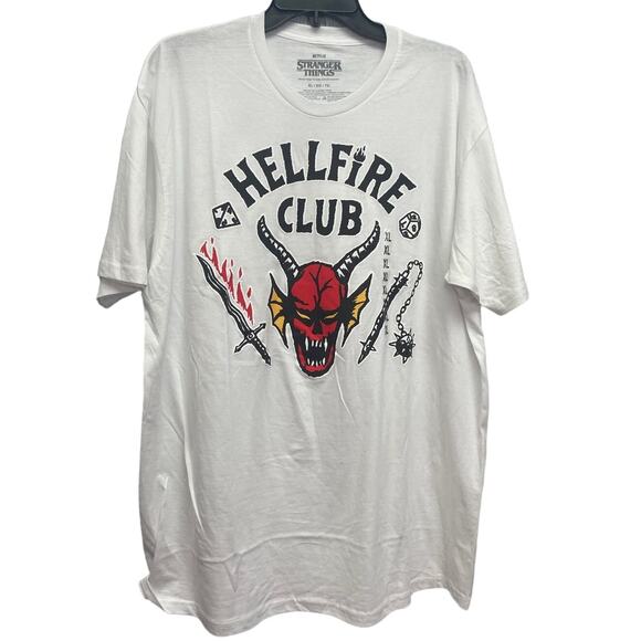 New Stranger Things Mens XL Hellfire Club 100% Cotton Short Sleeve Crew Neck Tee - Picture 1 of 3